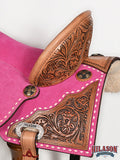 Hilason Western Horse Barrel Flex Tree Trail American Leather Saddle Pink Gorgeous Floral Hand Tooled & Carved