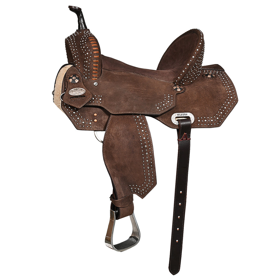 14 In Hilason Western Horse Barrel Flex Tree Trail American Leather Saddle Brown - Uhorse