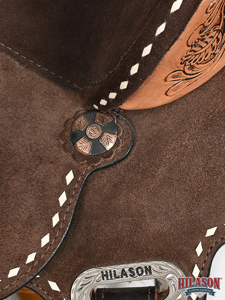 Hilason Western Horse Barrel Flex Tree Trail American Leather Saddle Dark Brown Gorgeous Floral Hand Tooled & Carved