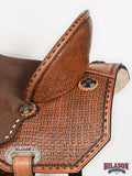 Hilason Western Horse Barrel Flex Tree Trail American Leather Saddle Tan Gorgeous Basket Weave Poker Card Hand Tooled