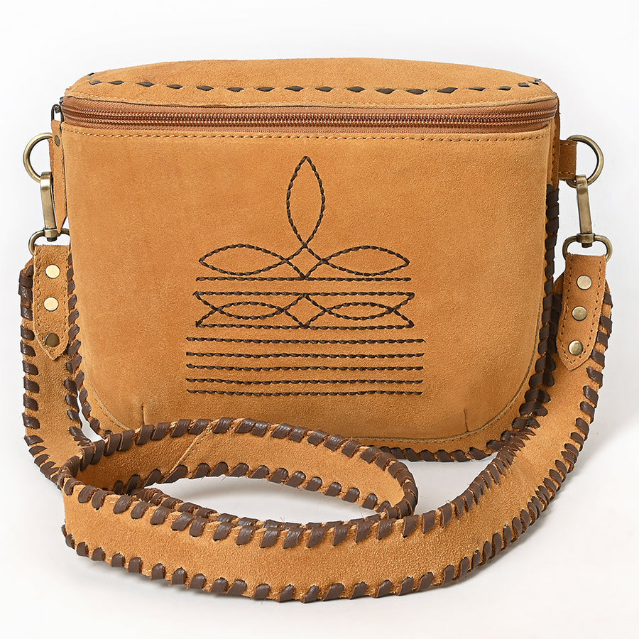 American Darling Women's Genuine Suede Leather Buck Stitched Cross body Bag Eco-Friendly Full Grain Western Purse