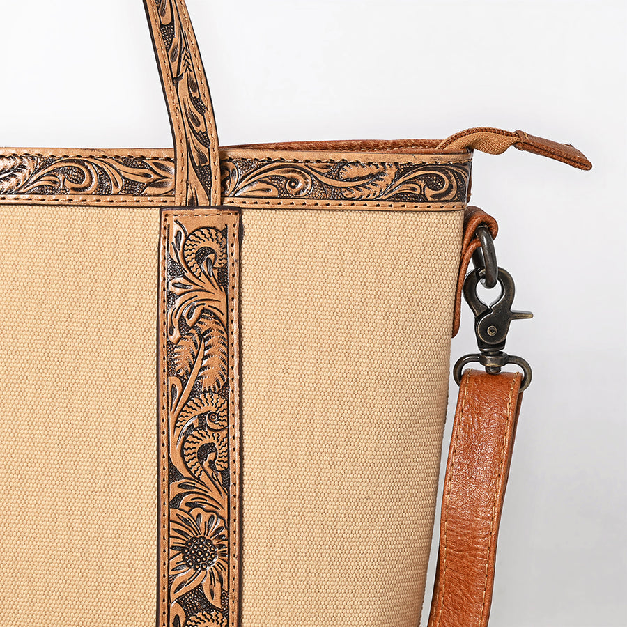 American Darling Western Tote Bag Handcrafted from Full Grain Genuine Leather | Minimalist Design, Double Handles & Top YKK Zipper