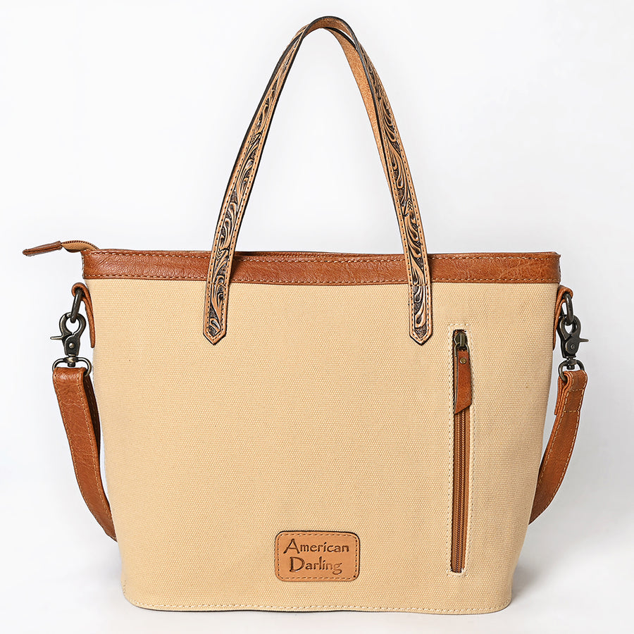 American Darling Western Tote Bag Handcrafted from Full Grain Genuine Leather | Minimalist Design, Double Handles & Top YKK Zipper