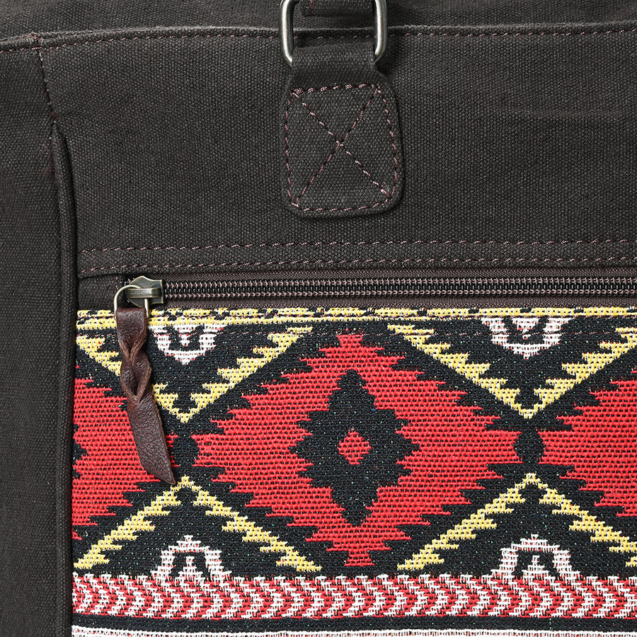 OHLAY Tote Upcycled Canvas Genuine Leather Women Bag Western Handbag Purse