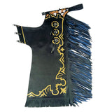 HILASON Pro Rodeo Bull Riding Chaps Genuine Leather Black