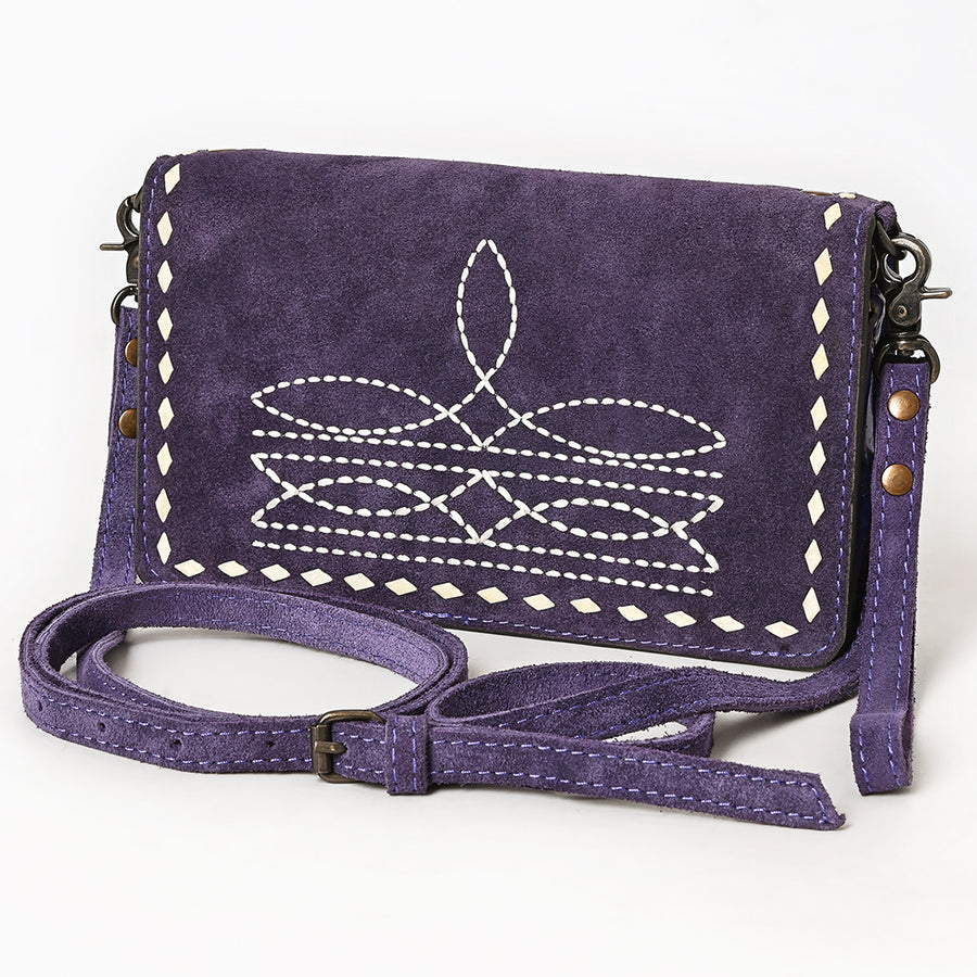 American Darling Genuine Suede Organizer Bag | Western Boot Stitched Clutch - Uhorse