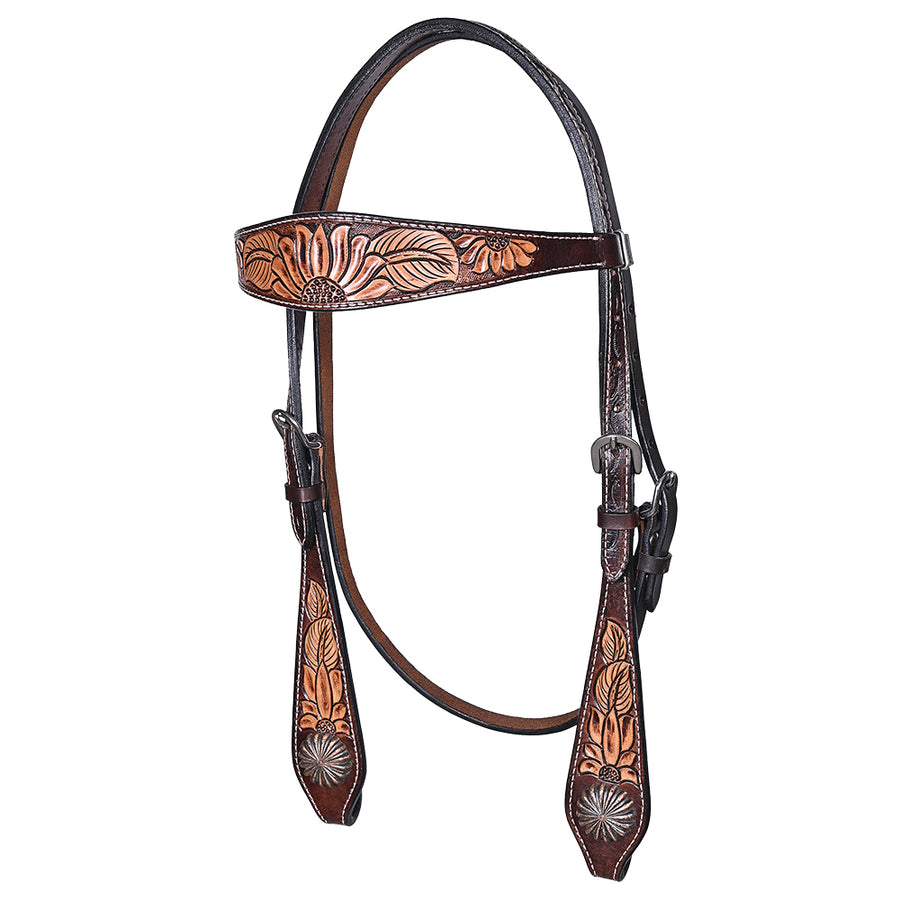 HILASON Western Horse Hand Carved American Leather Headstall Tack - Uhorse