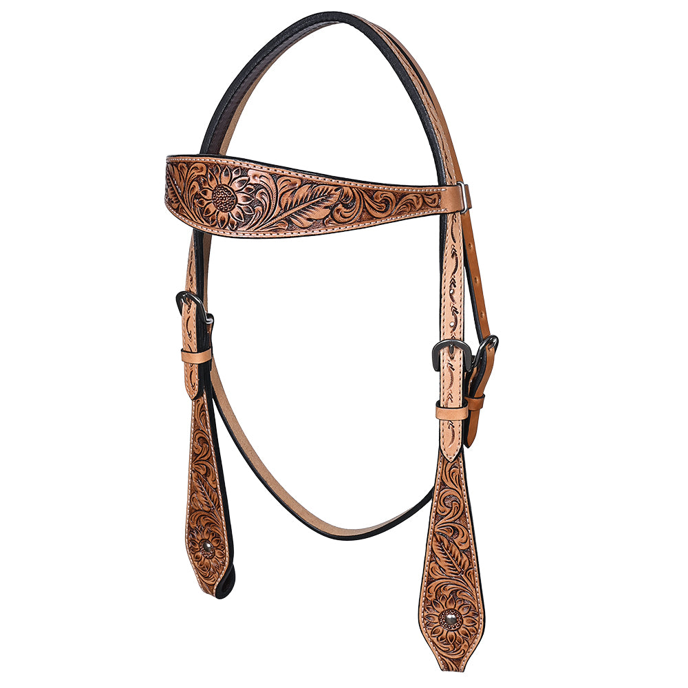 HILASON Western Horse Hand Carved American Leather Breast Collar Headstall