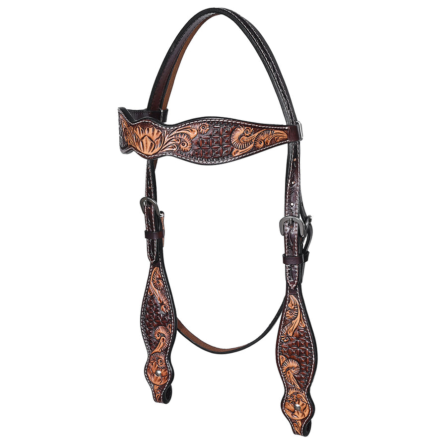 HILASON Western Horse Hand Carved American Leather Headstall Tack - Uhorse
