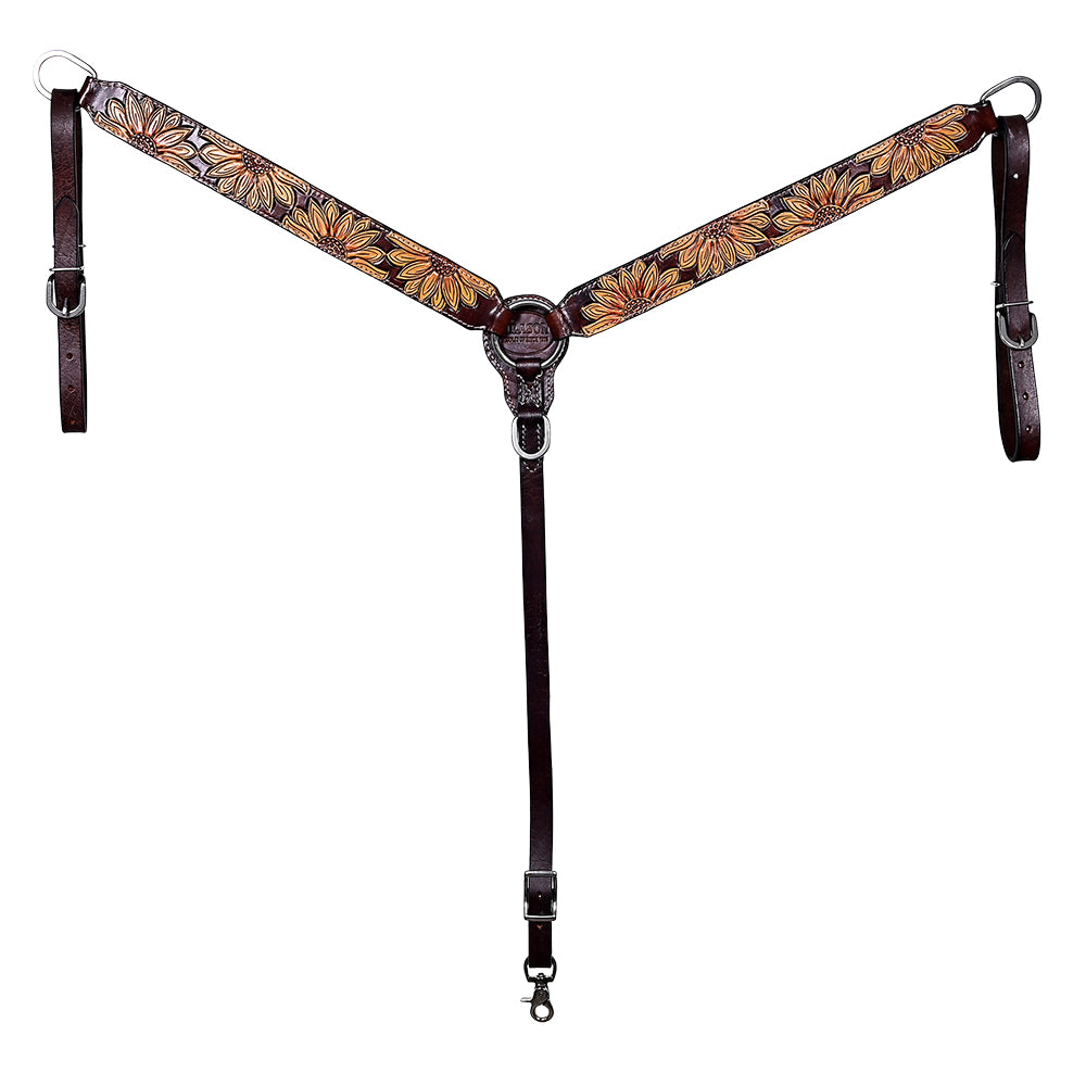 HILASON Western Horse Hand Carved American Leather Breast Collar Headstall