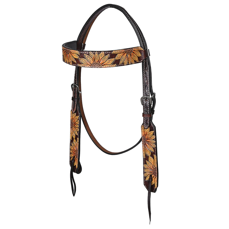HILASON Western Horse Hand Carved American Leather Headstall Tack - Uhorse