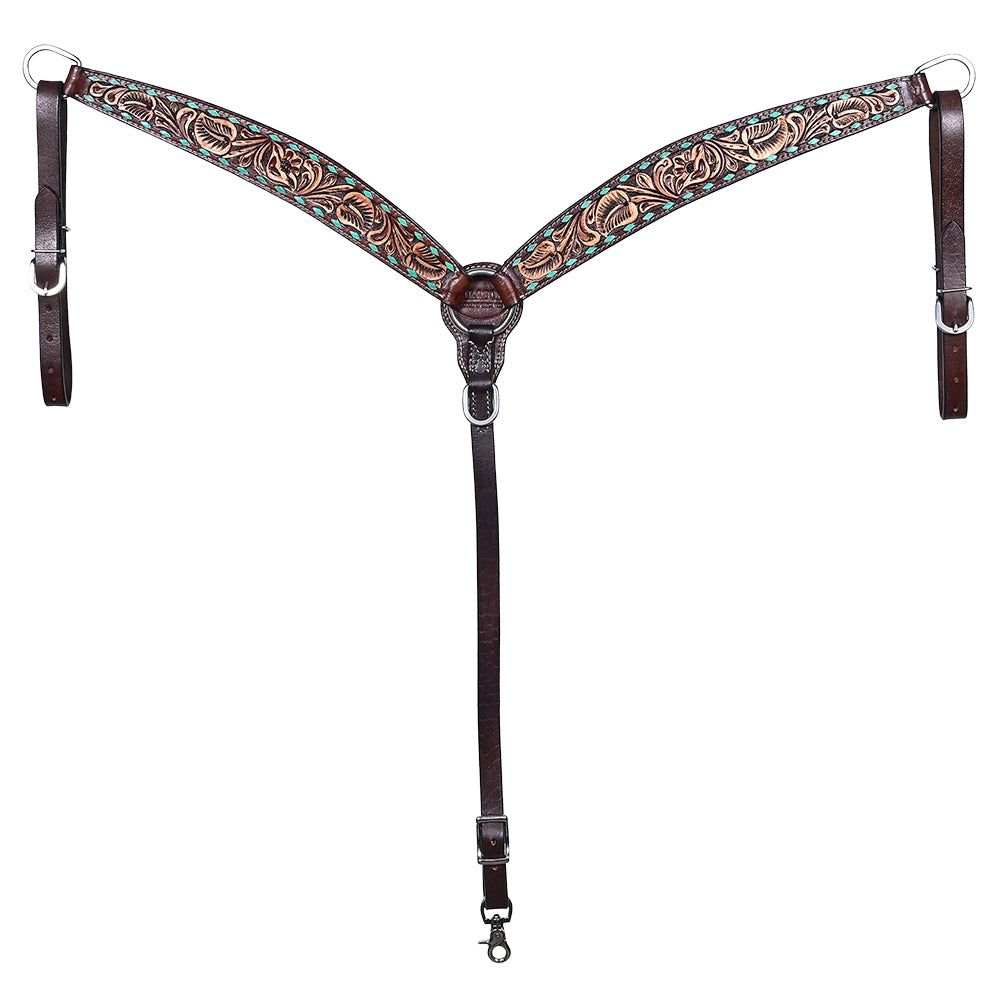 HILASON Western Horse Hand Carved American Leather Breast Collar Headstall