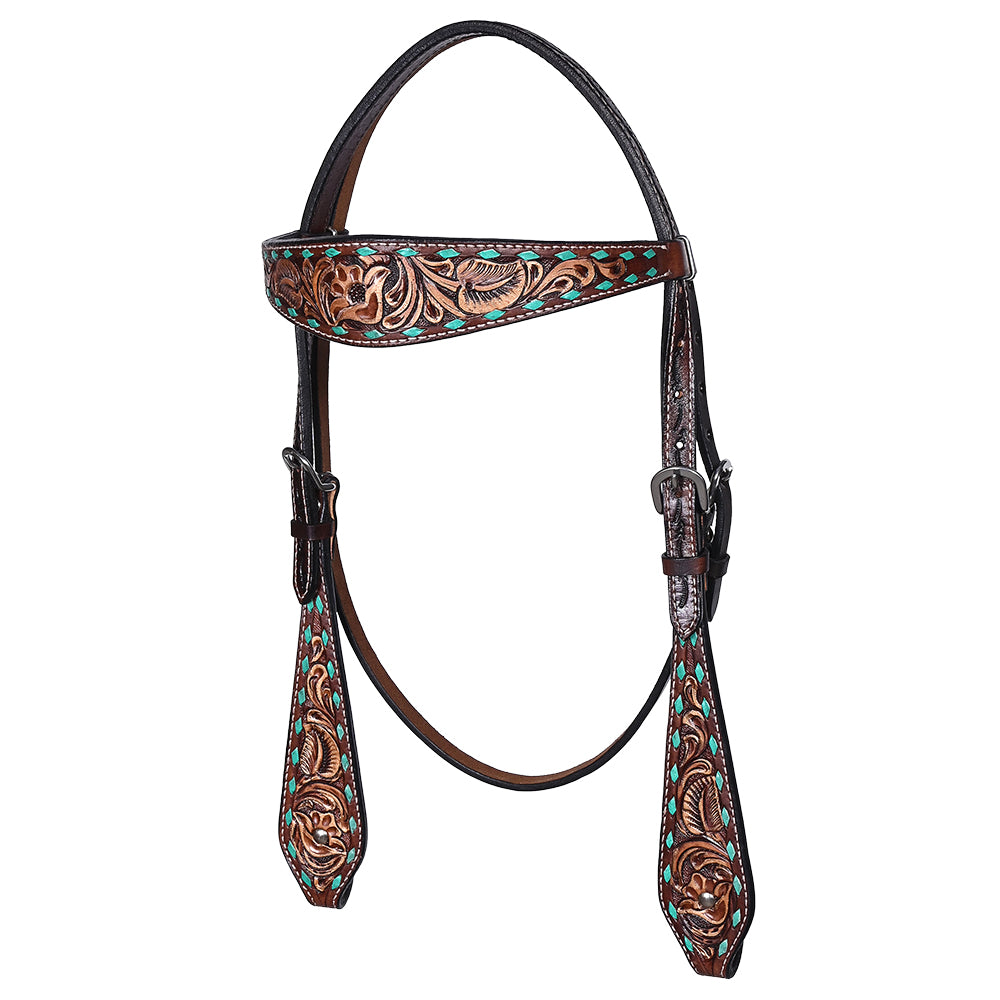 HILASON Western Horse Hand Carved American Leather Breast Collar Headstall