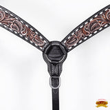 HILASON Western Horse Hand Carved American Leather Breast Collar Headstall