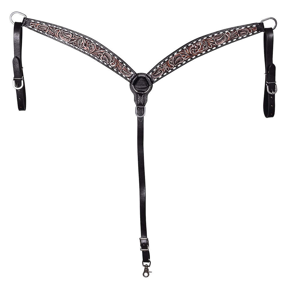 HILASON Western Horse Hand Carved American Leather Breast Collar Headstall