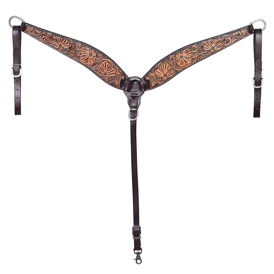 HILASON Western Horse Hand Carved American Leather Breast Collar Tack - Uhorse