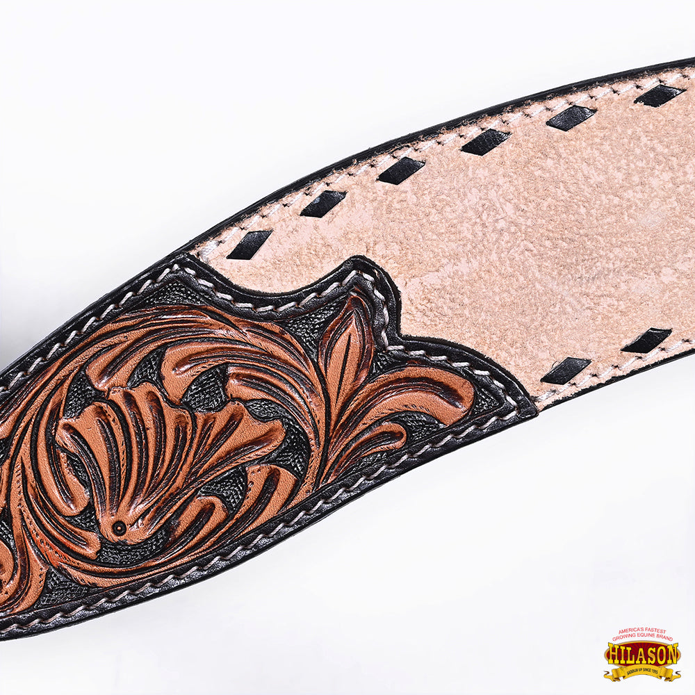 HILASON Western Horse Hand Carved American Leather Breast Collar Headstall