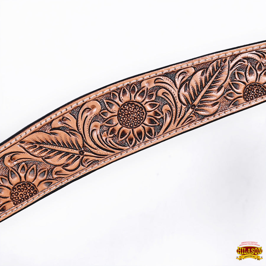 HILASON Western Horse Headstall Breast Collar Set American Leather Floral Carving | Tack for Horses