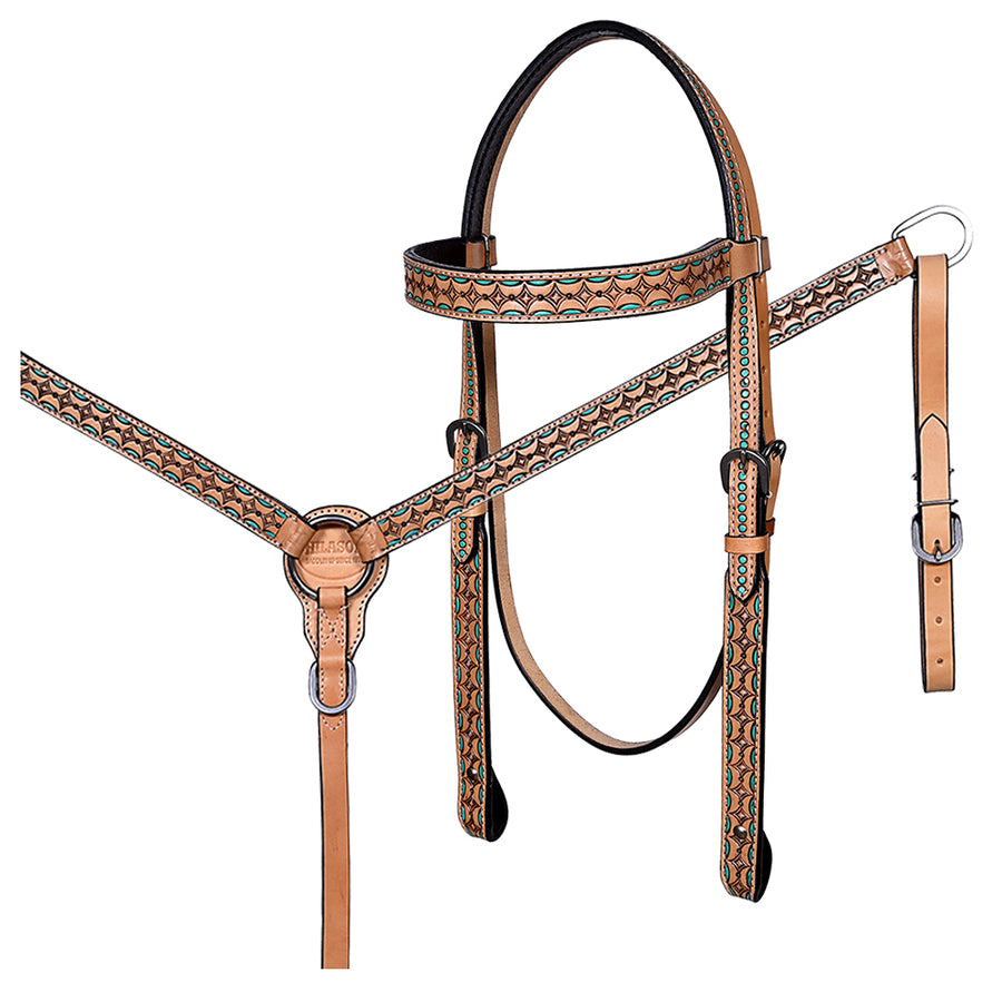 HILASON Western Horse Hand Carved American Leather Breast Collar Headstall - Uhorse