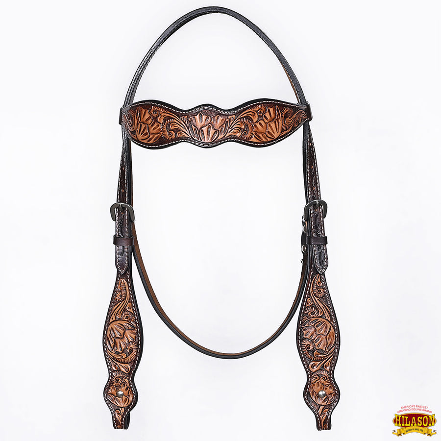 HILASON Western Horse Headstall Breast Collar Set American Leather Floral Carving | Tack for Horses