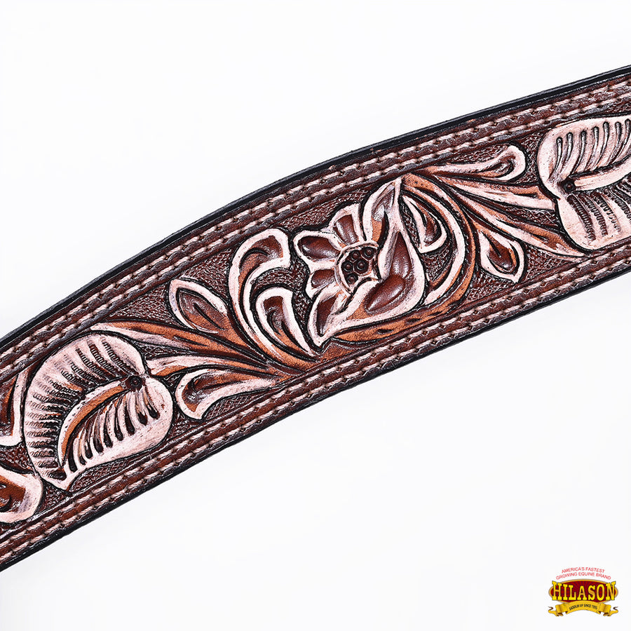 HILASON Western Horse Headstall Breast Collar Set American Leather Floral Carving | Tack for Horses