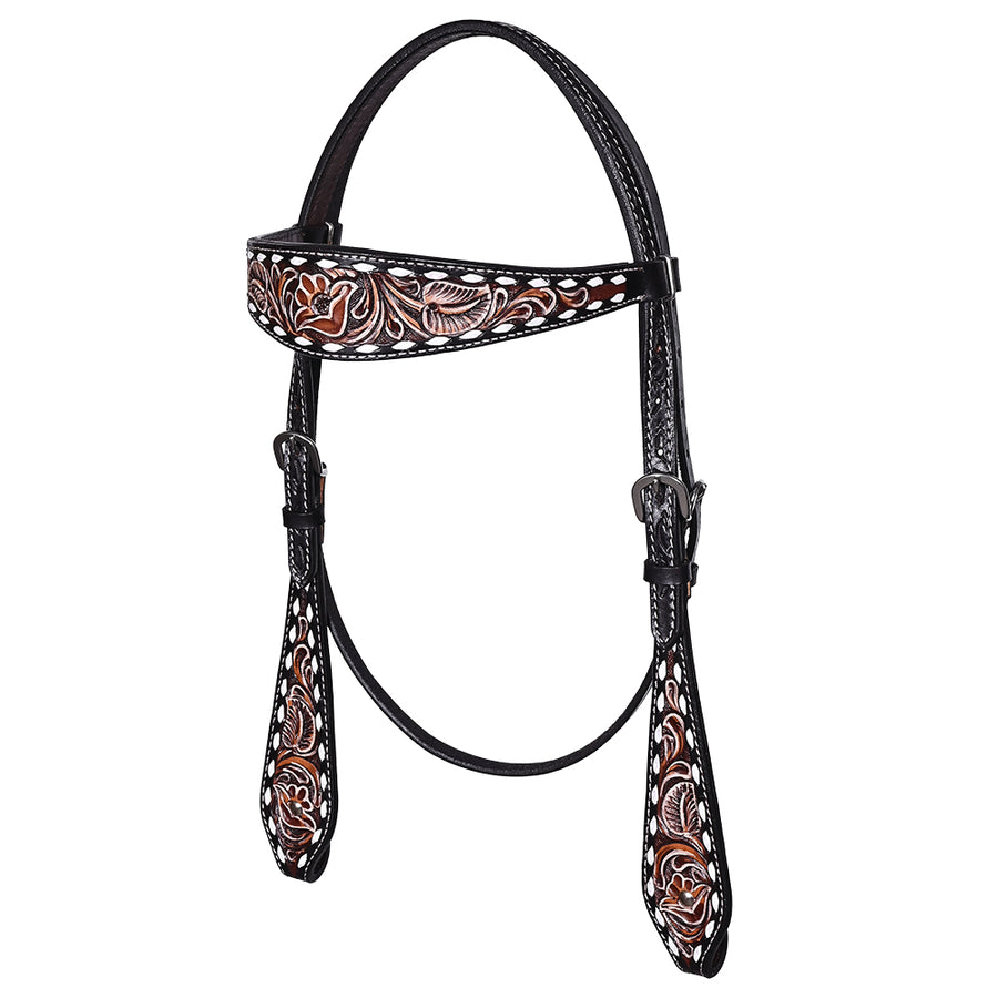 HILASON Western Horse Headstall & Breast Collar American Leather Hand Carving