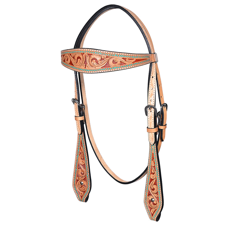 HILASON Western Horse Headstall & Breast Collar American Leather Hand Carving