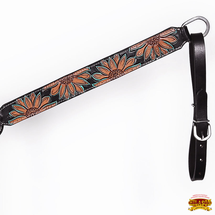 HILASON Western Horse Headstall Breast Collar Set American Leather Floral Carving | Tack for Horses