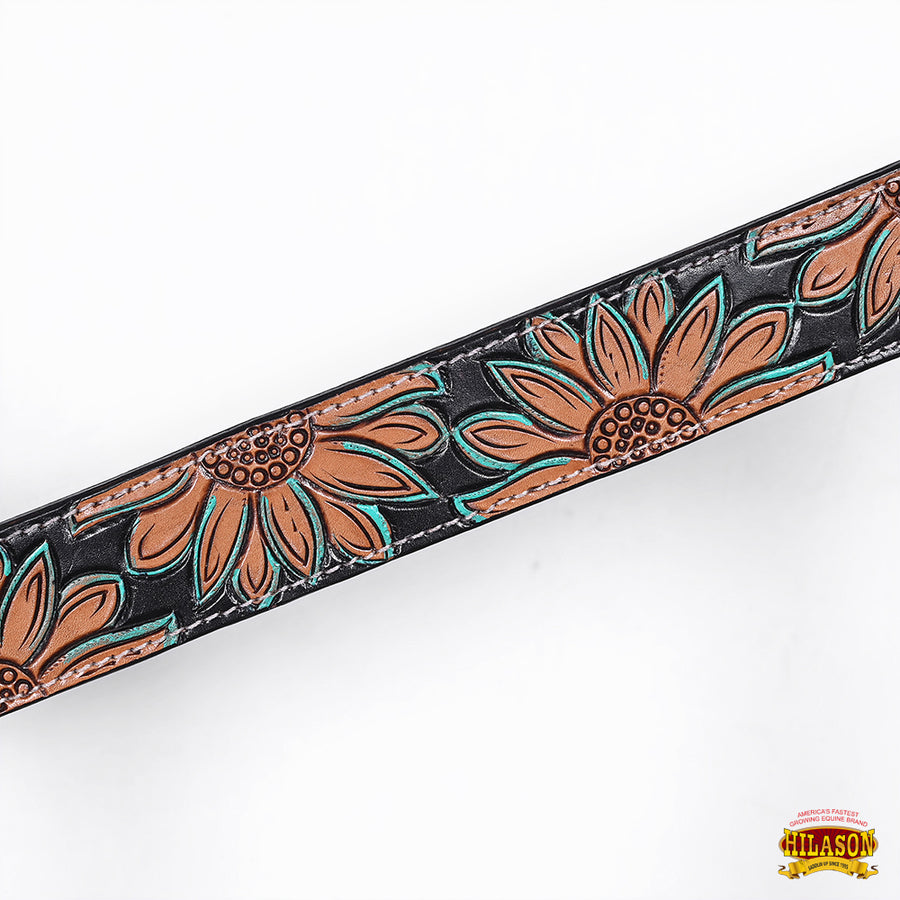 HILASON Western Horse Headstall Breast Collar Set American Leather Floral Carving | Tack for Horses