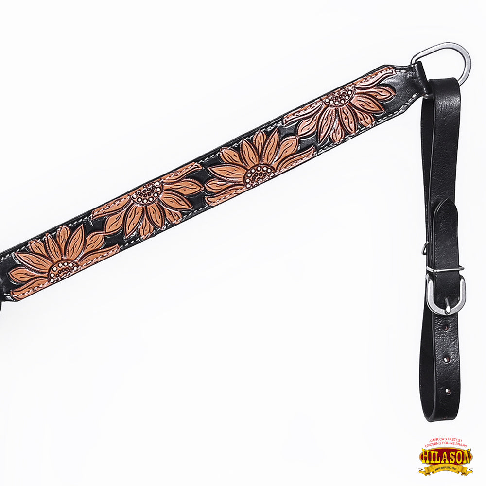 HILASON Western Horse Hand Carved American Leather Breast Collar Headstall