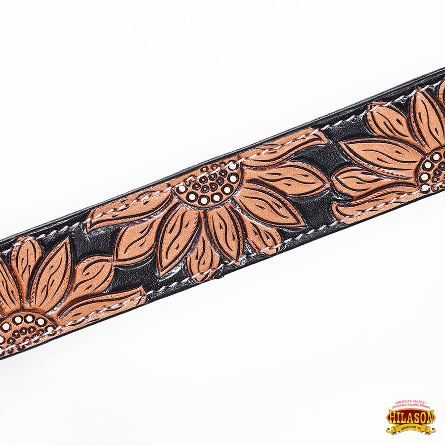 HILASON Western Horse Headstall Breast Collar Set American Leather Floral Carving | Tack for Horses