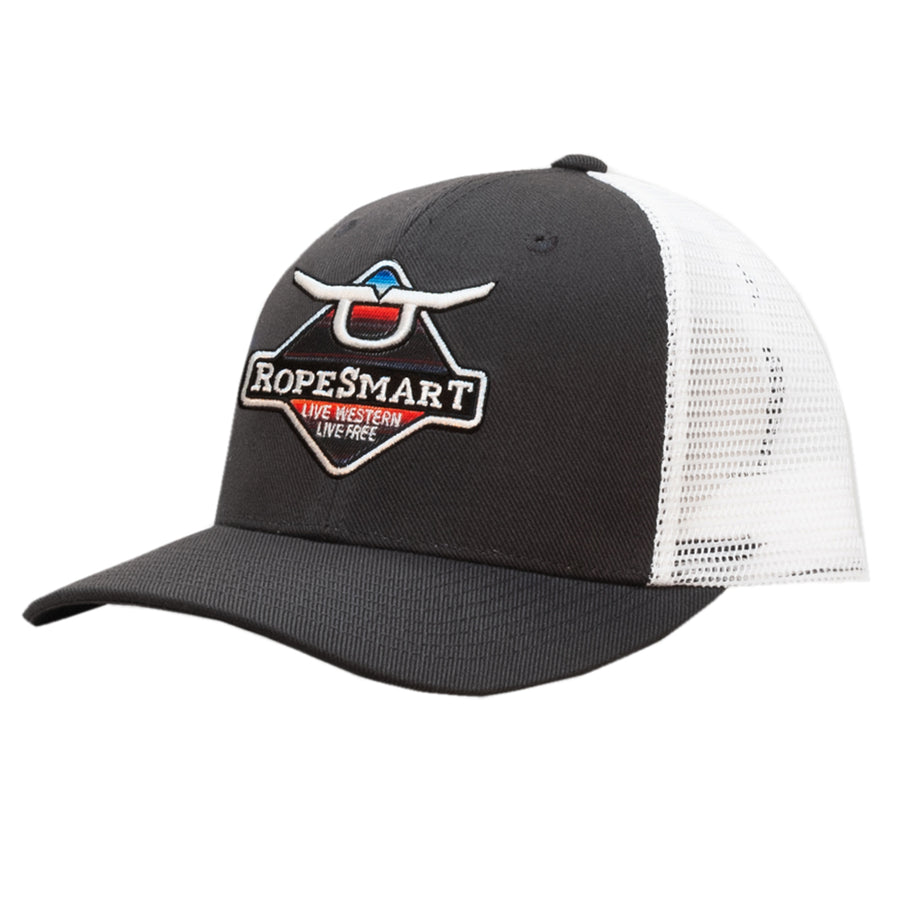 Rope Smart Western Style Mesh Flat Retro Trucker Fit Snapback Red Patch Cap - Uhorse