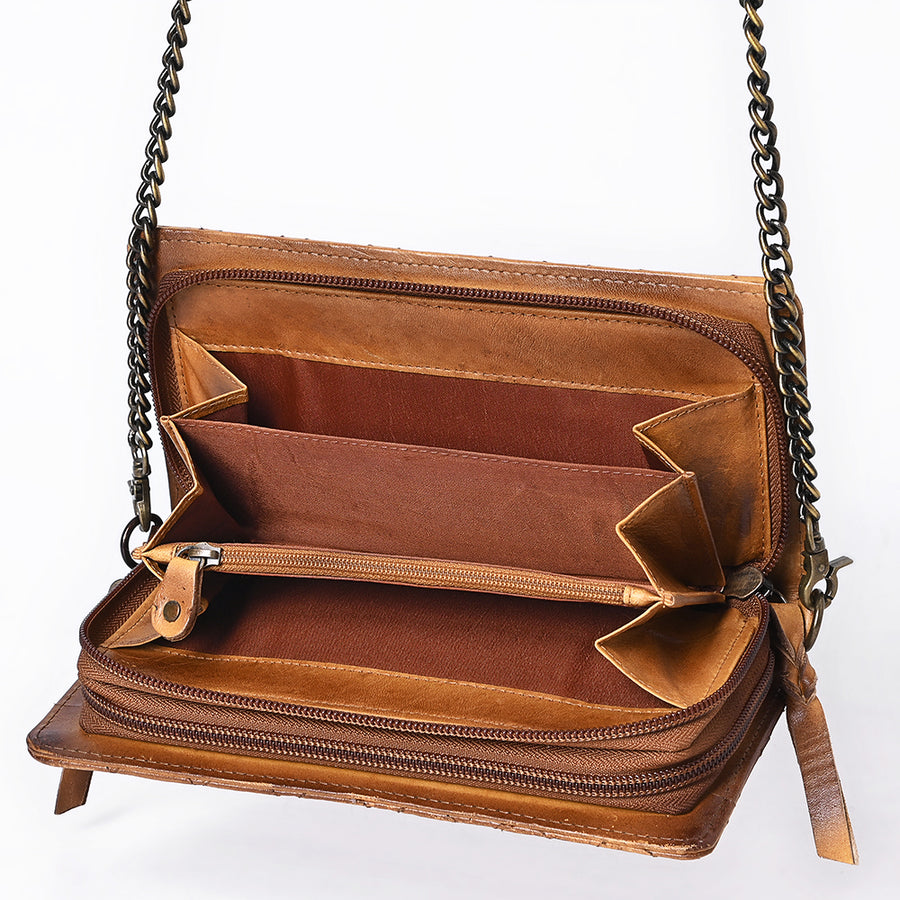 American Darling Organiser Bag, Hand Painted Western Leather, Vegetable Tanned Full Grain, 4in (H) X 8in (W) X 1.5in (D)