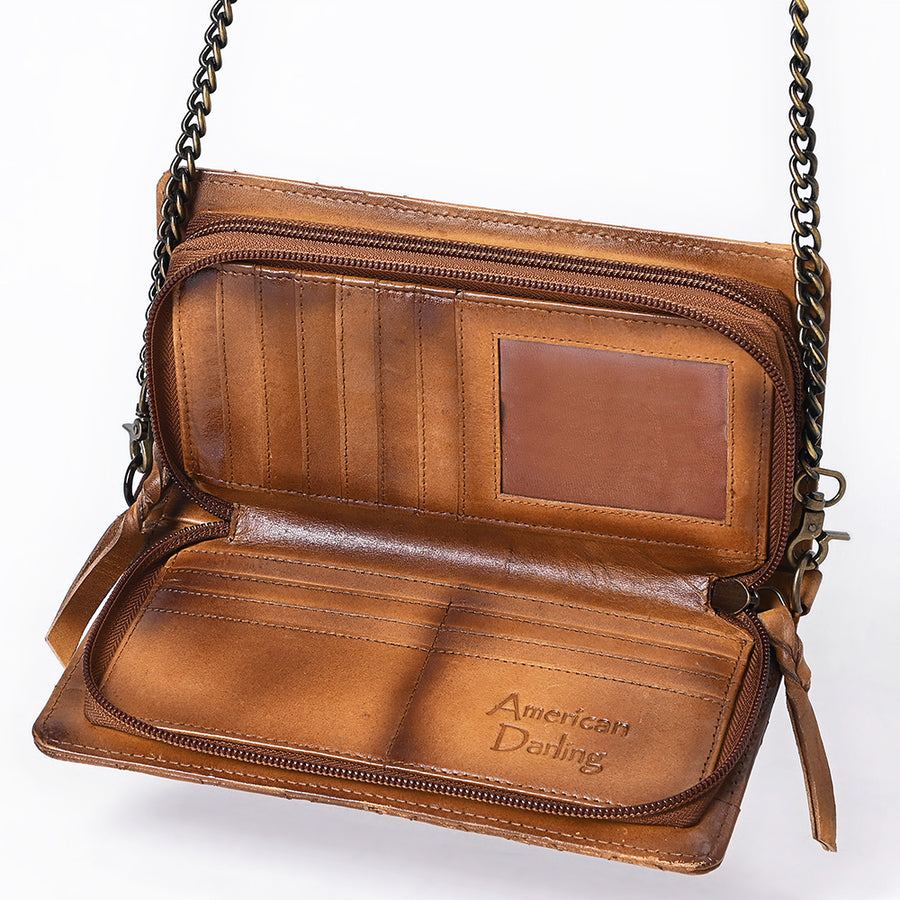American Darling Organiser Bag, Hand Painted Western Leather, Vegetable Tanned Full Grain, 4in (H) X 8in (W) X 1.5in (D)