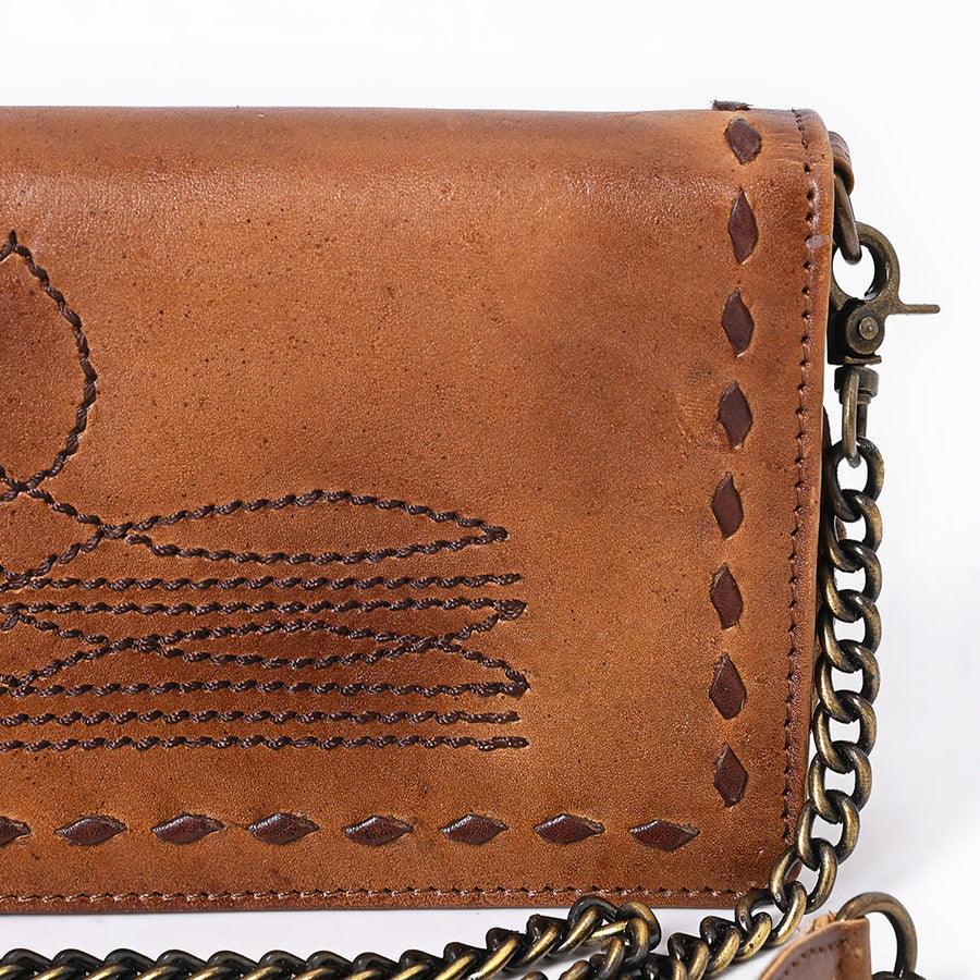 American Darling Organiser Bag, Hand Painted Western Leather, Vegetable Tanned Full Grain, 4in (H) X 8in (W) X 1.5in (D)