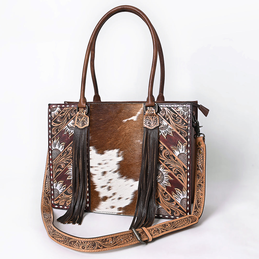 American Darling Hand Tooled Hair On Genuine Leather Women Bag Western Handbag Purse