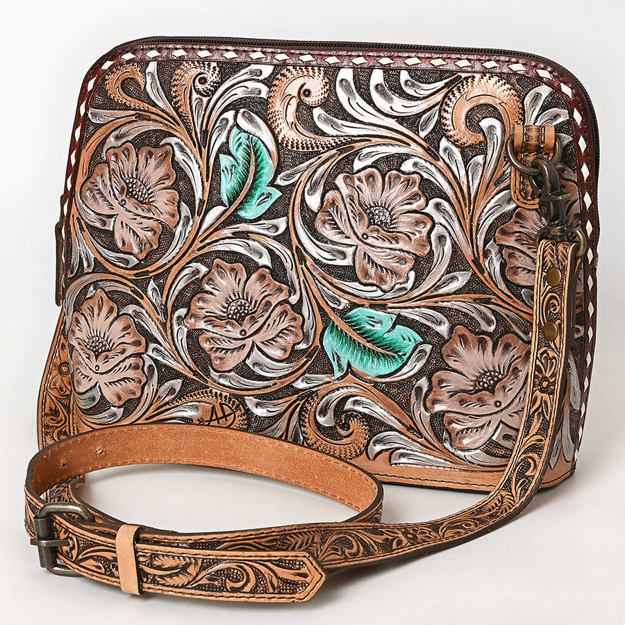 American Darling Hand Tooled Crossbody Bag | Sunflower Western Purse - Uhorse