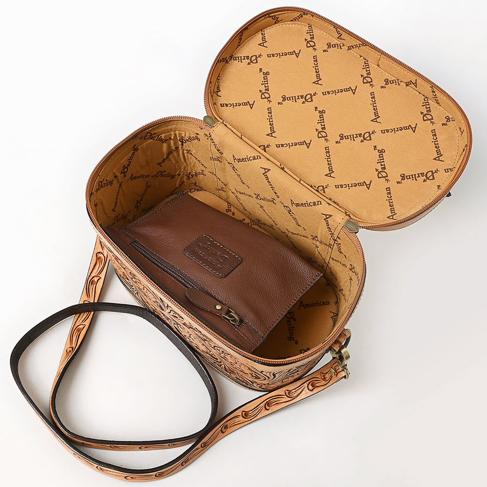 American Darling Jewelry Case Hand Tooled Genuine Western Leather Women Bag Handbag Purse|