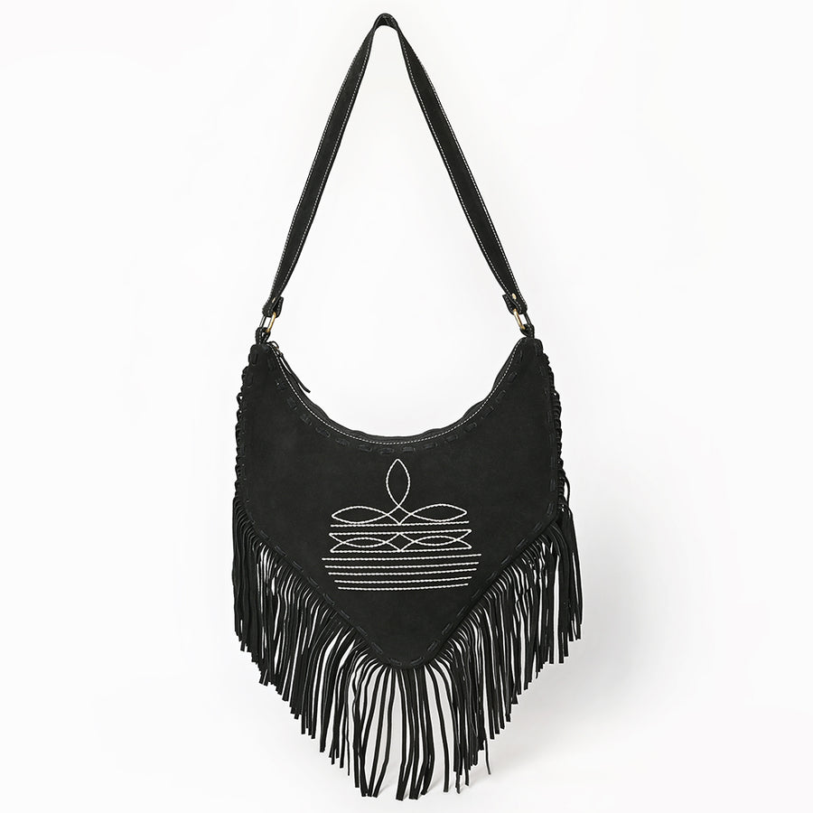 American Darling Women's Fringe Boot Stitched Genuine Leather Small Cross body Bag Eco-Friendly Full Grain Western Purse