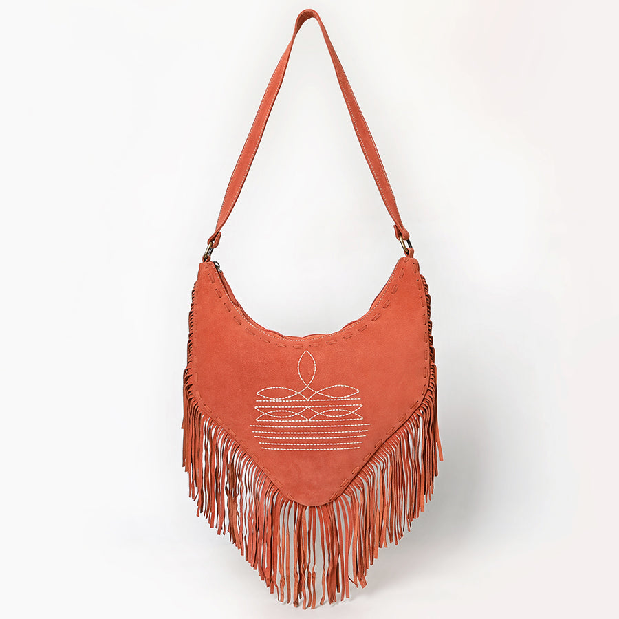 American Darling Women's Fringe Boot Stitched Genuine Leather Small Cross body Bag Eco-Friendly Full Grain Western Purse