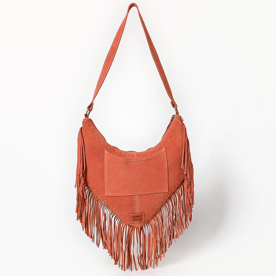 American Darling Women's Fringe Boot Stitched Genuine Leather Small Cross body Bag Eco-Friendly Full Grain Western Purse