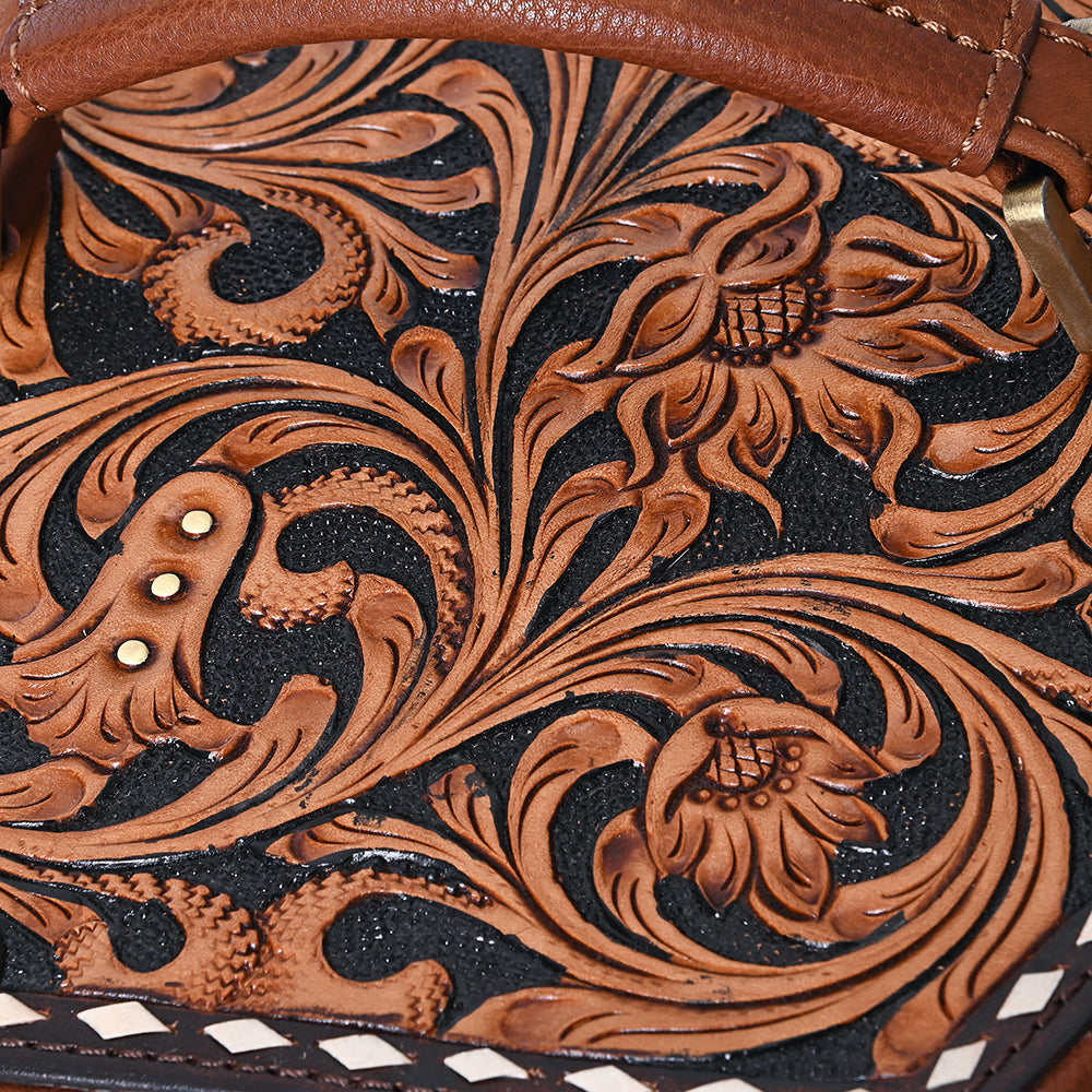 American Darling Jewelry Case Hand Tooled Hair On Genuine Western Leather Women Bag Handbag Purse|