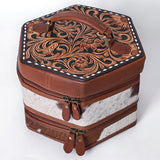 American Darling Jewelry Case Hand Tooled Hair On Genuine Western Leather Women Bag Handbag Purse|