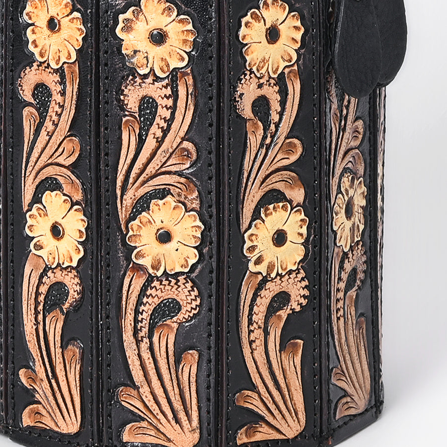 American Darling Genuine Leather Jewelry Case Hand Tooled Floral Carved Eco-Friendly Vegetable Tanned Full Grain Leather