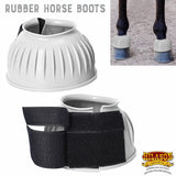 Hilason Western Horse PVC Ribbed Double Hook & Loop Leg Bell Boots