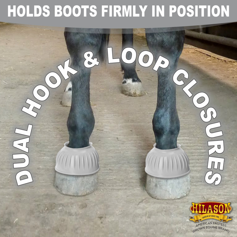 Hilason Western Horse PVC Ribbed Double Hook & Loop Leg Bell Boots