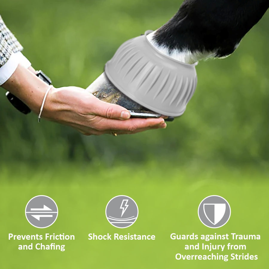 HILASON Western Horse Rubber PVC Ribbed Double Hook and Loop Bell Boots Training Protective Shock Absorbing Leg