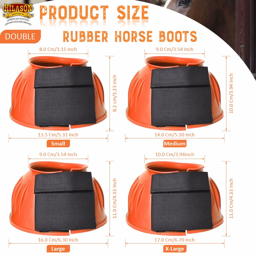 Hilason Western Horse PVC Ribbed Double Hook & Loop Leg Bell Boots