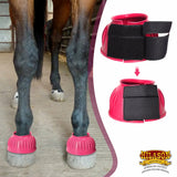 Hilason Western Horse PVC Ribbed Double Hook & Loop Leg Bell Boots