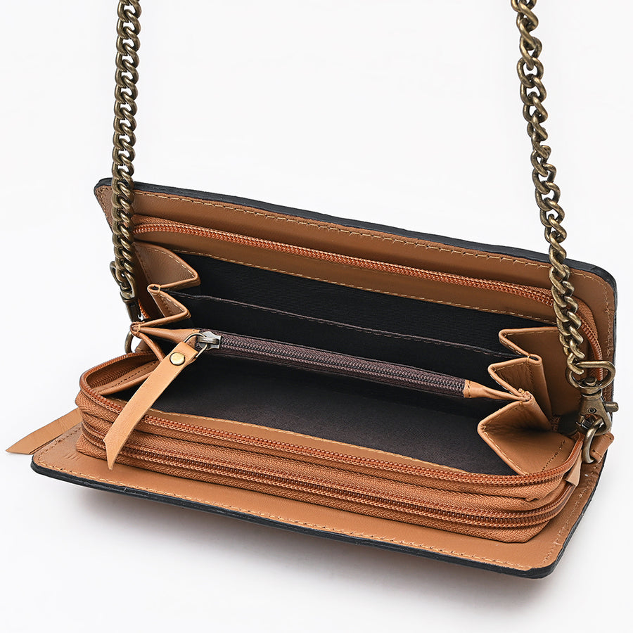 American Darling Genuine Leather Organiser Bag Hand Tooled Floral Carved Eco-Friendly Vegetable Tanned Full Grain Leather